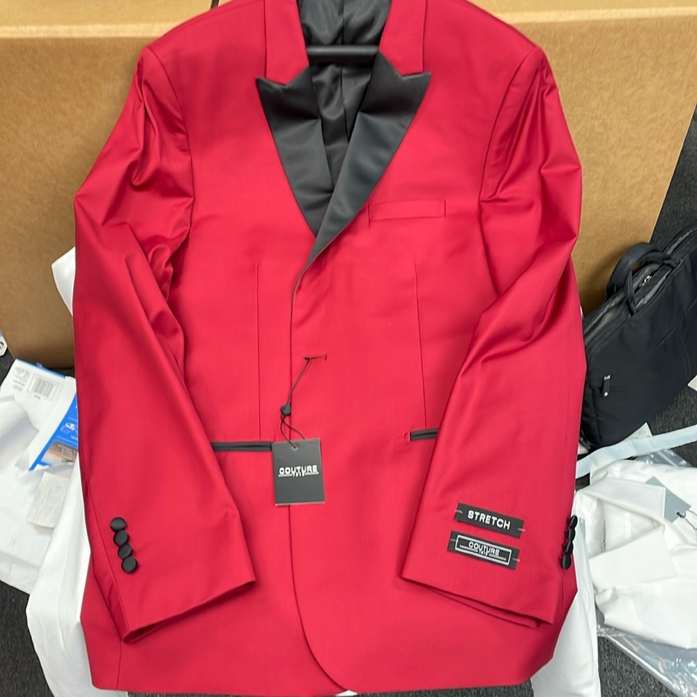 Couture 1910 Red Peak Stretch Tuxedo Jacket 46 Long New